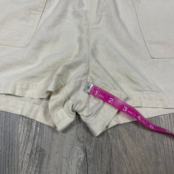 J Crew Linen Blend Drawstring Shorts Womens Medium 3" Inseam Pockets - Picture 5 of 8